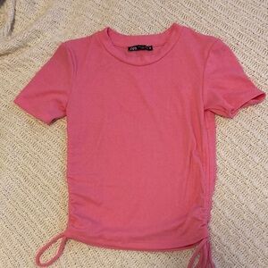 Zara Vibrant Pink Ribbed Tee